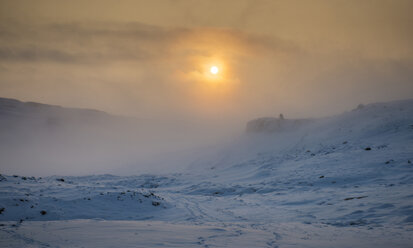 Scenic view of landscape during foggy weather - CAVF38986