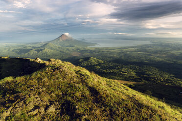 Aerial view of Concepcion Volcano green landscape against cloudy sky - CAVF40903