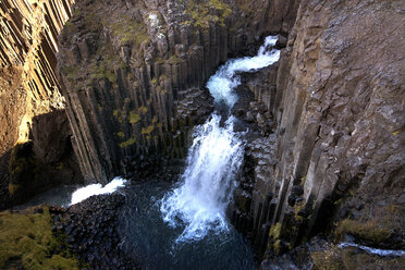 High angle view of Litlanesfoss waterfall - CAVF40962