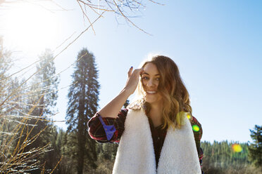 Portrait of happy woman outdoors - CAVF41347