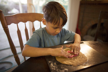 Junge bereitet zu Hause Kekse zu - CAVF41690