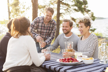 Menschen genießen das Mittagessen am Seeufer - MASF04839