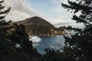 Scenic view of mountain and sea against sky - CAVF42480