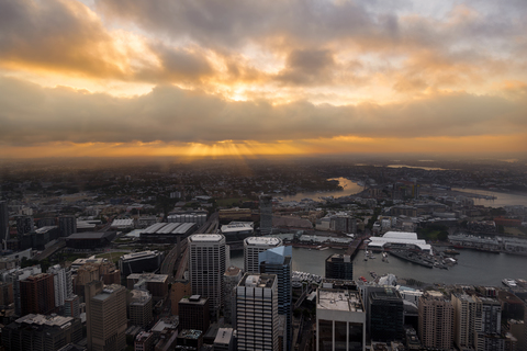 Australien, New South Wales, Sydney, Darling Harbour und Sonnenuntergang, lizenzfreies Stockfoto
