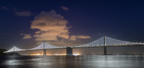 USA, California, San Francisco, Oakland Bay Bridge at night stock photo