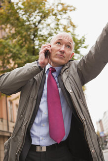 Geschäftsmann am Telefon ruft ein Taxi - MASF06752