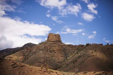 Low angle view of rock formations against blue sky - CAVF45898