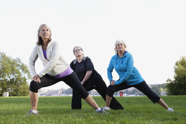 Seniorinnen beim Stretching im Park - MASF06802