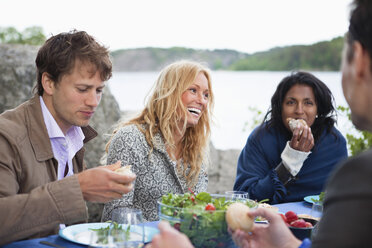 Freunde essen zusammen am Strand - MASF06908