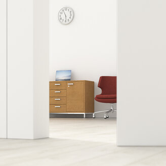 Büro hinter angelehnter Tür, 3d Rendering - UWF01374