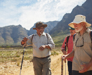 Active senior men friends hiking - CAIF20389