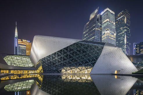 China, Guangzhou, opera house at night - SPP00008