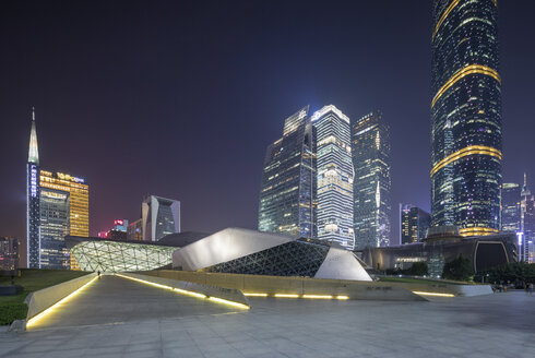 China, Guangzhou, opera house at night - SPP00009