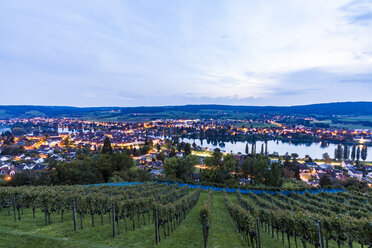 Switzerland, Canton of Schaffhausen, Stein am Rhein, Lake Constance, Rhine river, cityscape in the evening - WDF04611