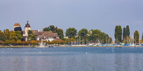 Schweiz, Thurgau, Arbon, Bodensee, Hafen, Schloss Arbon und St. Martinskirche - WDF04621