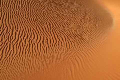 Vereinigte Arabische Emirate, Rub' al Khali, Wüstensand und Riffelspuren, lizenzfreies Stockfoto