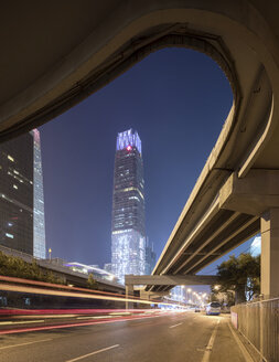China, Beijing, Central business district and traffic at night - SPPF00029