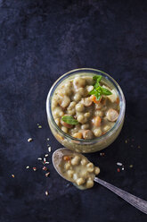 Glass of pea stew with sausage - CSF29143