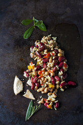 Greek bean salad on dark ground - CSF29154