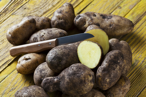 Potatoes 'Moor-Sieglinde' stock photo