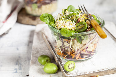 Quinoa-Salat mit Feldsalat, Kraut, Mini-Kiwi und Haselnüssen - SBDF03561