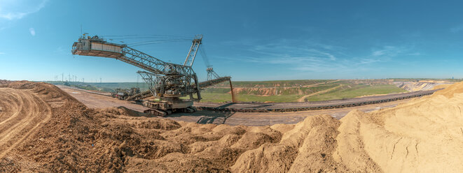 Germany, Juechen, panoramic view of Garzweiler surface mine, old spreader - FRF00651