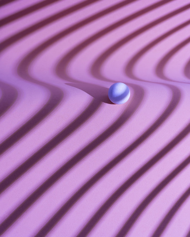 Sphere on wave pattern pink background, 3D Rendering stock photo