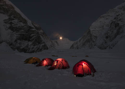 Nepal, Solo Khumbu, Everest, Western Cwm at night stock photo
