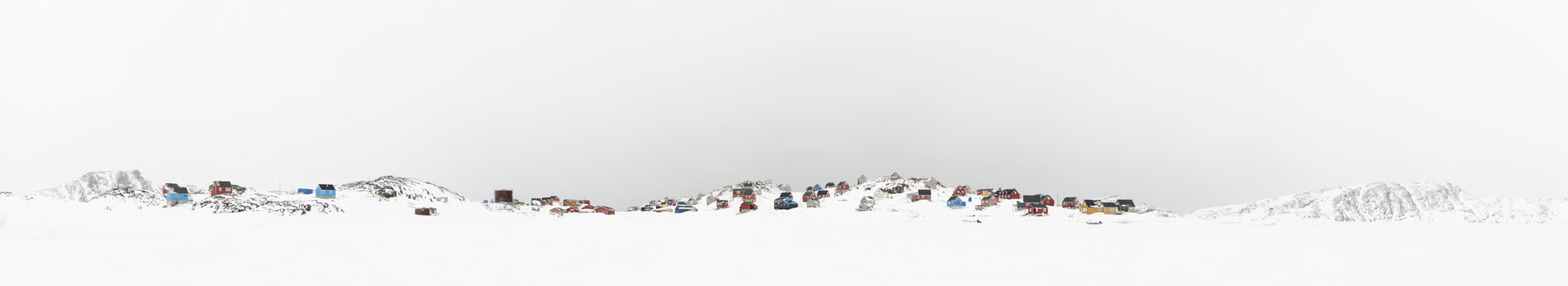 Grönland, Schweizerland Alpen, Tasiilaq, Kulusuk, Panoramablick auf Siedlung - ALRF01227