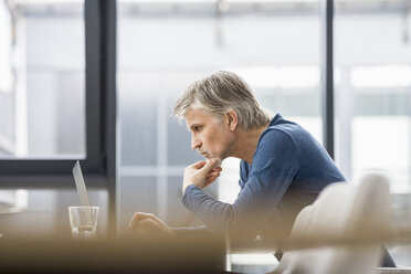 Reifer Geschäftsmann, der im Büro arbeitet und einen Laptop benutzt - FMKF05064