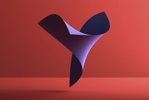 Abstract shape over red background, 3D Rendering - DRBF00060