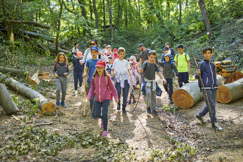 Adults and kids on a field trip in forest - ZEDF01394