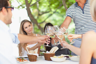 Friends toasting each other outdoors - CUF01350