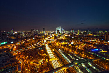 Aerial view of Tel Aviv lit up at night - CUF01431