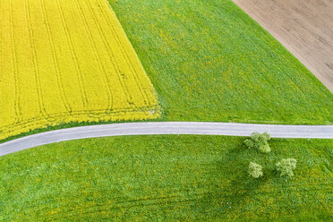 Germany, Baden-Wuerttemberg, Rems-Murr-Kreis, Aerial view of fields in spring - STSF01537