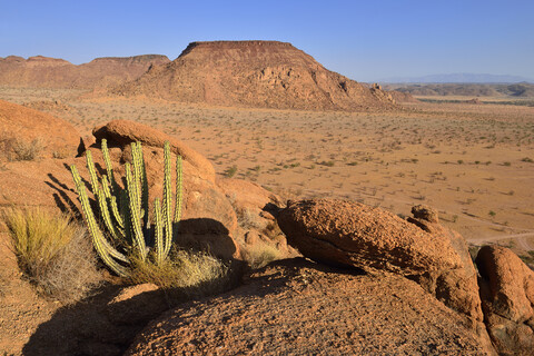 Africa, Namibia, Kunene Province, Namib Desert, Damaraland, Twyvelfontein, Aba Huab valley, granite landscape stock photo