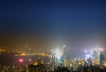 China, Hong Kong, skyline at night - MKFF00371