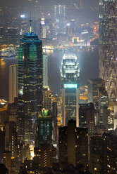China, Hong Kong, Central and Tsim Sha Tsui at night - MKFF00374