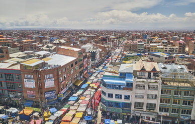 Blick von oben auf die Straßen der Stadt, El Alto, La Paz, Bolivien, Südamerika - CUF02314