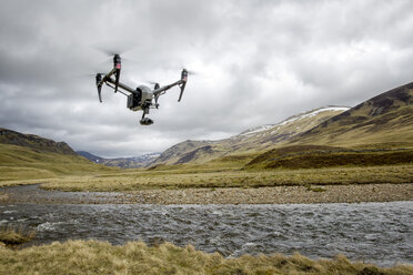 United Kingdom, Scottland, drone flying over river - MJOF01501