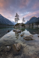 Germany, Bavaria, Berchtesgaden Alps, Lake Hintersee in the morning - MBOF00040