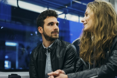 Couple at tramway platform, Florence, Italy - CUF07843