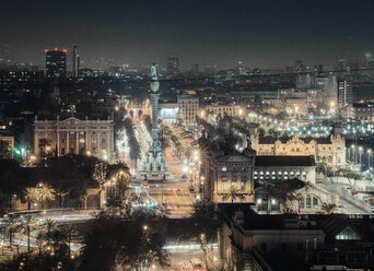 View of city by night, Barcelona, Catalonia, Spain - CUF08069