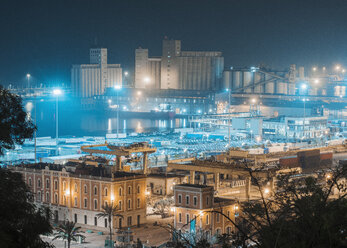 View of city by night, Barcelona, Catalonia, Spain - CUF08070