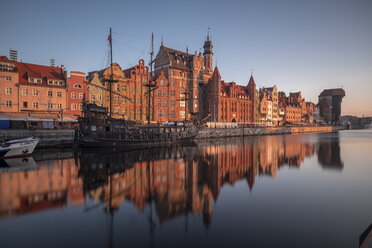 Poland, Gdansk, city view with museum ship on Motlawa river - HAM00278