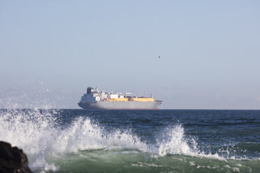 Africa, South Africa, Cape Town, Atlantic Ocean, Cargo ship - ZEF15486