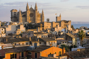 Stadtbild mit Kathedrale La Seu und Dächern, Palma de Mallorca , Mallorca, Spanien - CUF09551