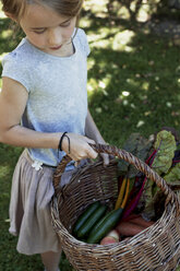 Girl carrying basket of vegetables - CUF11318