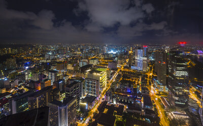 Hohe Winkel Stadtbild und Stadt Lichter in der Nacht, Singapur, Südostasien - CUF11606