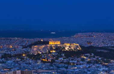 Die Akropolis bei Nacht beleuchtet, Athen, Attiki, Griechenland, Europa - CUF12653